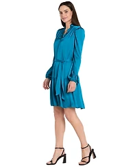 R & M Richards Petite Collared V-Neck Long-Sleeve Dress
