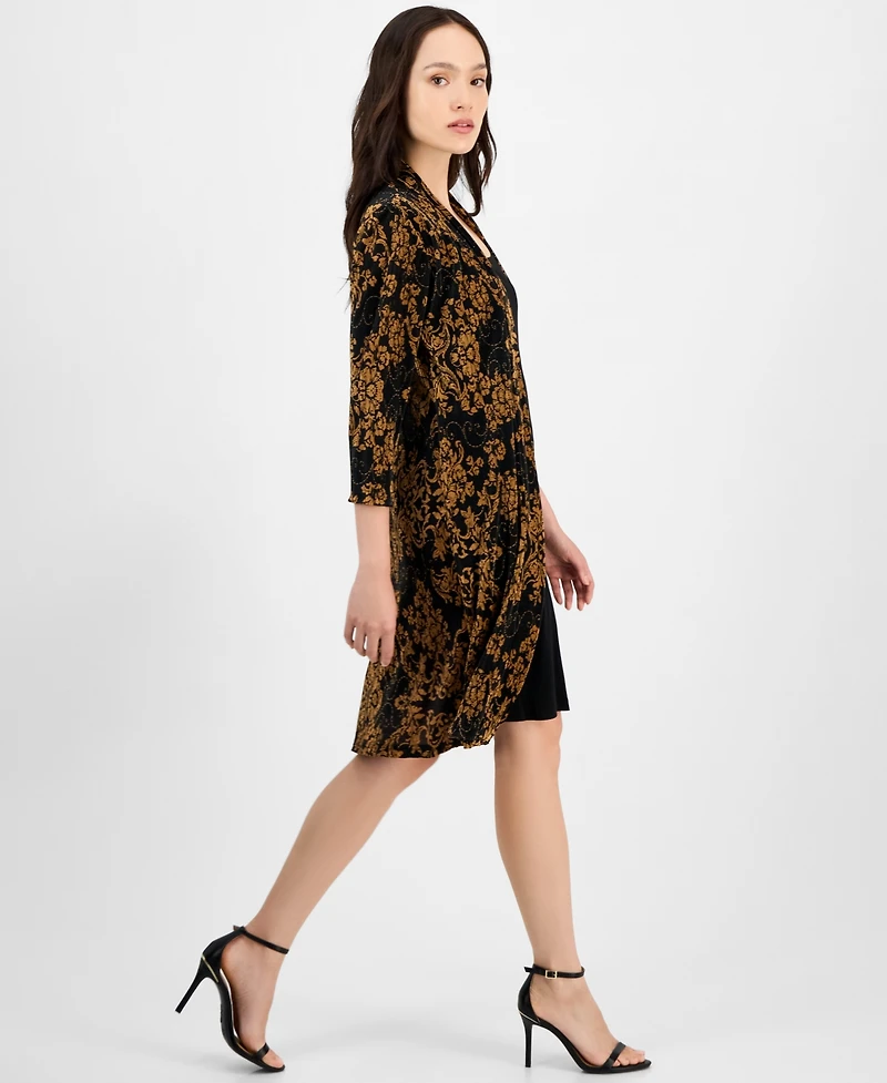 Connected Petite Bodre 3/4-Sleeve Twofer Jacket Dress