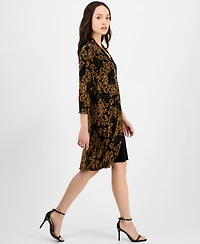 Connected Petite Bodre 3/4-Sleeve Twofer Jacket Dress
