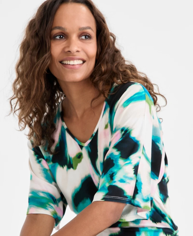 I.n.c. International Concepts Petite Watercolor-Print Dolman-Sleeve Top, Macy's Exclusive