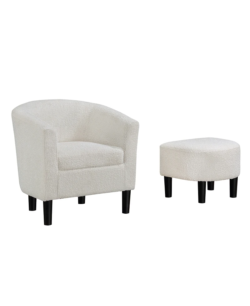 Convenience Concepts 26.25" Boucle Take a Seat Churchill Accent Chair with Ottoman