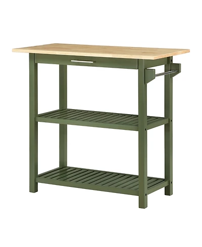 Convenience Concepts 40" Rubberwood Designs2Go 3-Tier Butcher Block Kitchen Prep Island with Drawer