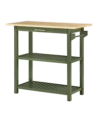 Convenience Concepts 40" Rubberwood Designs2Go 3-Tier Butcher Block Kitchen Prep Island with Drawer