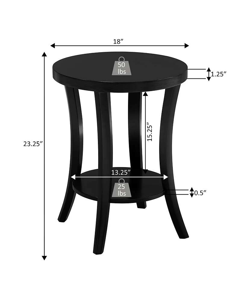 Convenience Concepts 18" Wood Charleston Round End Table