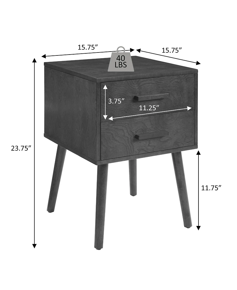 Convenience Concepts 15.75" Wood Oslo 2-Drawer End Table
