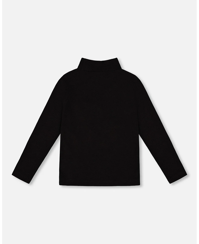 Deux par Girl Super Soft Ribbed Mock Neck Top Black