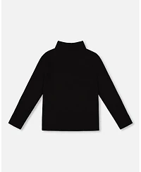 Deux par Girl Super Soft Ribbed Mock Neck Top Black