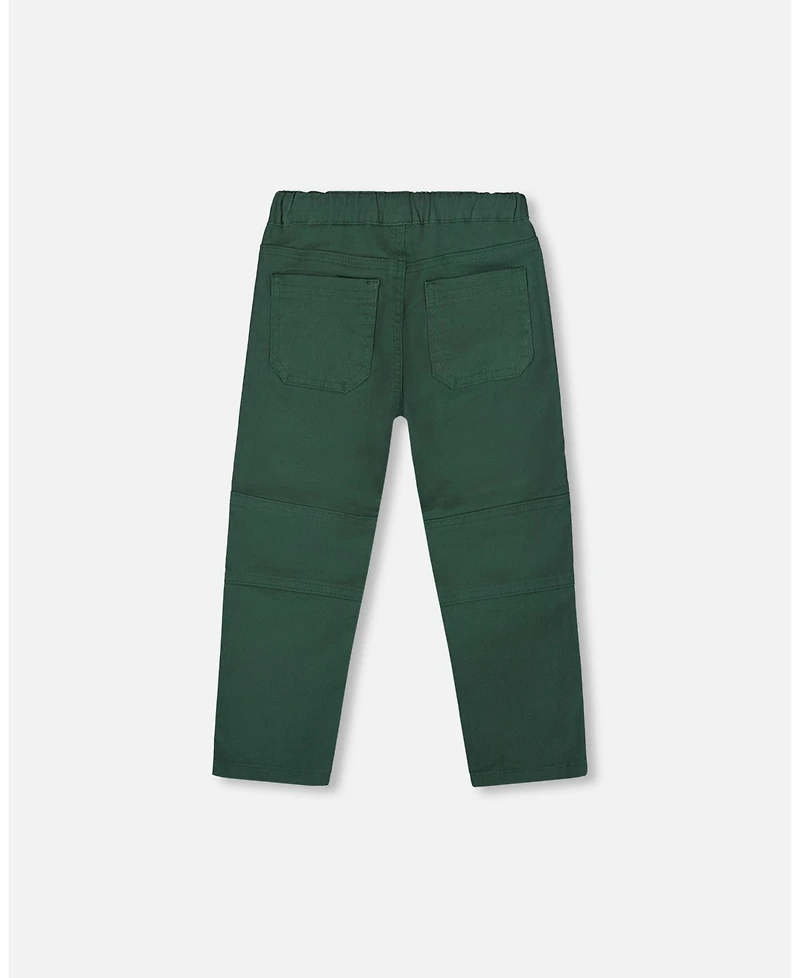Deux par Boy Twill Jogger Pants with Patch Pockets Forest Green - Child