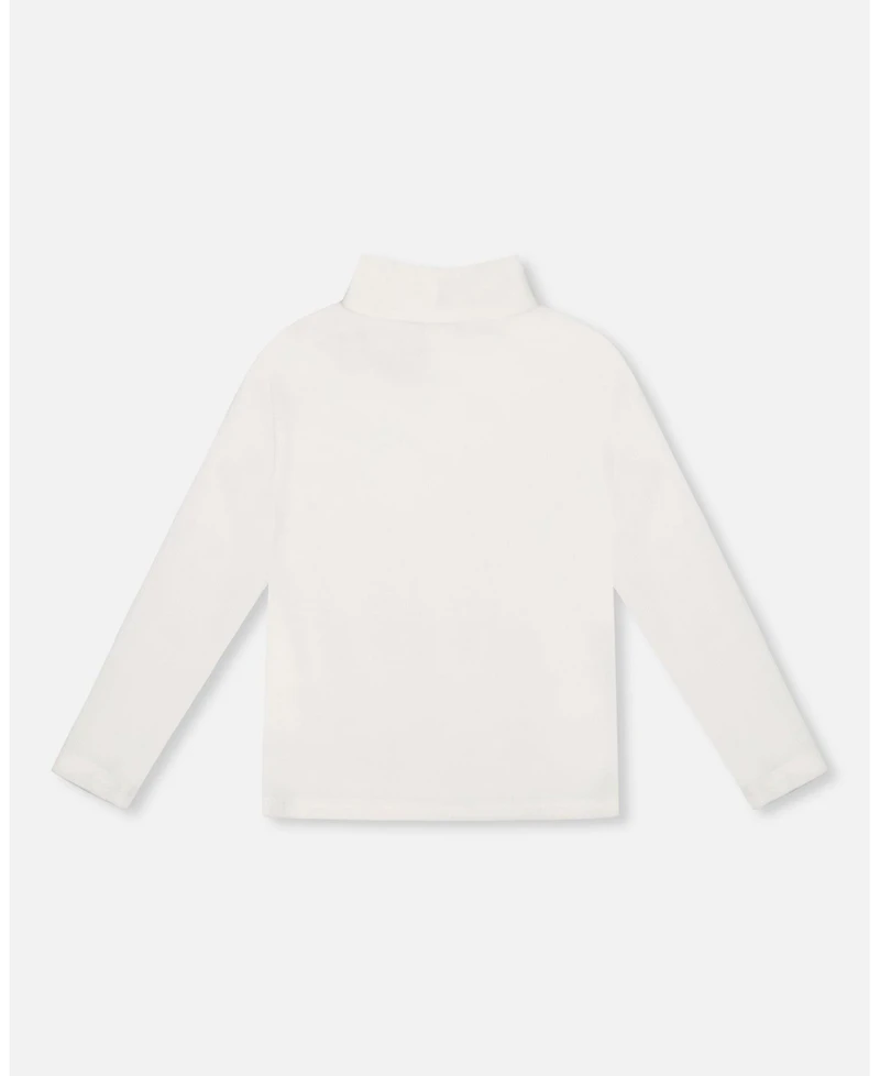Deux par Girl Super Soft Ribbed Mock Neck Top Off-White
