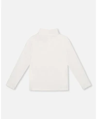 Deux par Girl Super Soft Ribbed Mock Neck Top Off-White