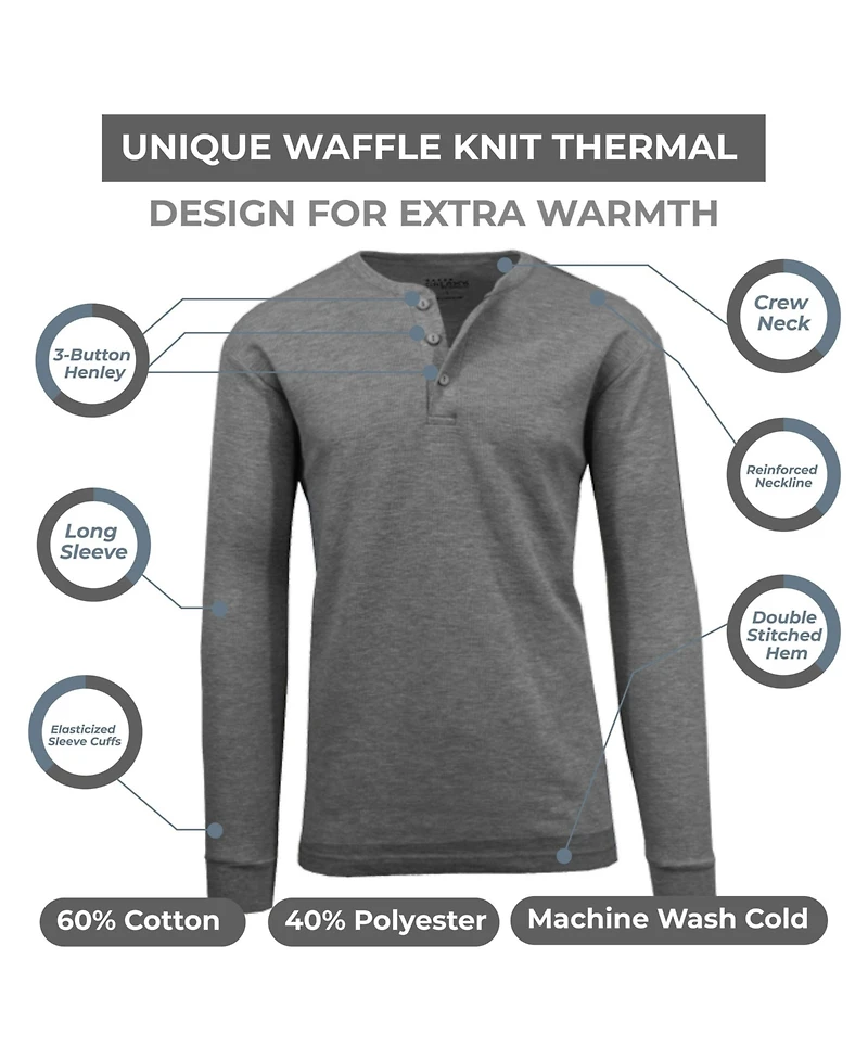 Galaxy By Harvic Women's Loose Fitting Waffle-Knit Henley Thermal Shirt