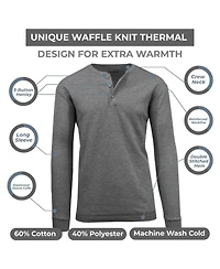 Galaxy By Harvic Women's Loose Fitting Waffle-Knit Henley Thermal Shirt
