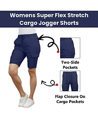 Galaxy By Harvic Women's Loose Fit Super Flex Stretch Cargo Jogger Shorts