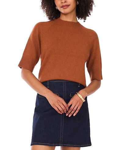 Vince Camuto Women's Cozy Mock Neck Short-Sleeve Sweater