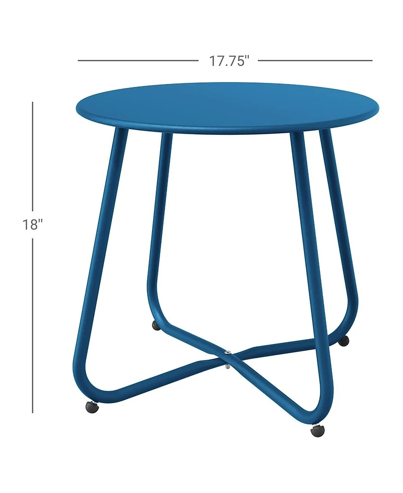 Mondawe 18" Galvanized Patio Steel Side Table,Powder-Coated, Uv/Rust-Proof,W/ Adjustable Foot Pads