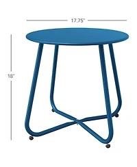 Mondawe 18" Galvanized Patio Steel Side Table,Powder-Coated, Uv/Rust-Proof,W/ Adjustable Foot Pads