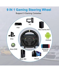 Nbcp Gaming Racing Wheel with Pedals, 1080° Rotation, Shifter & Paddle Shifters – Compatible with Pc, PS4, Xbox One/Series X|S, Switch – Dual Vibratio