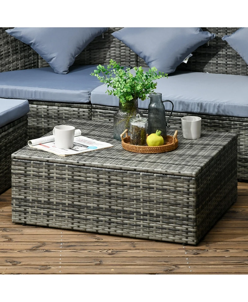 Outsunny Rat Patio Furniture Set with Chairs Table 4 Piece, Light