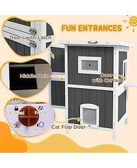 Outdoor Cat House Wooden Feral Cat House W/ Removable Floor,