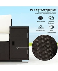 Outsunny Wicker Outdoor Couch, Patio Sofa with Storage, Cushions