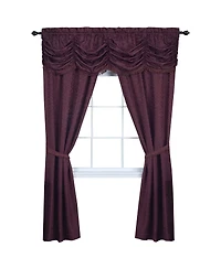 Kate Aurora Jacquard Damask Curtains With An Attached Austrian Valance & Tiebacks