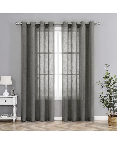 Kate Aurora 2 Pack Lux Thread Premium Woven Grommet Top Sheer Curtain Panels - Spice