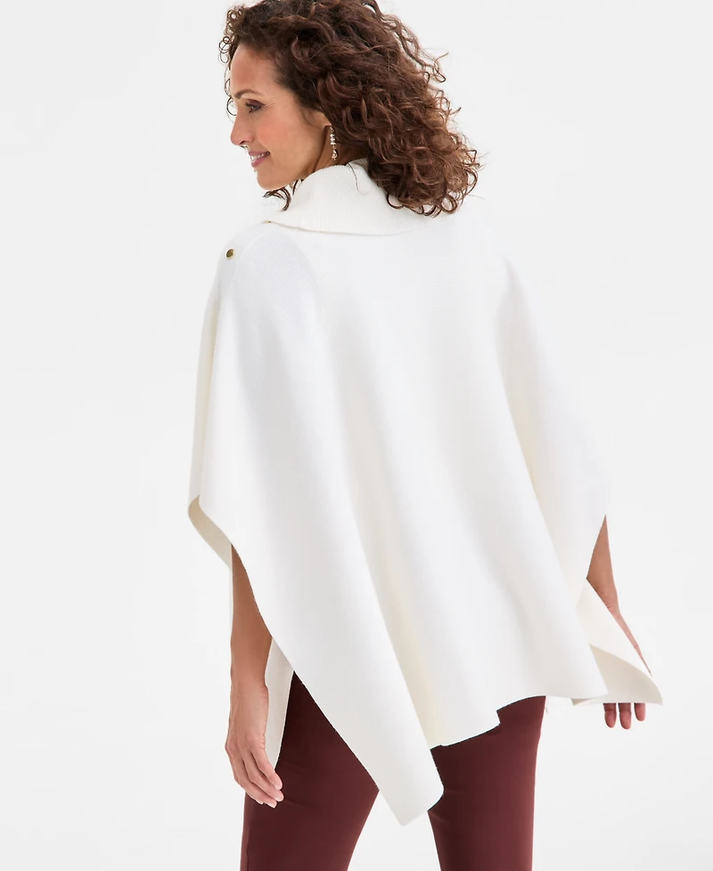 Jm Collection Women's Cowl-Neck Button-Detail Poncho, Macy's Exclusive