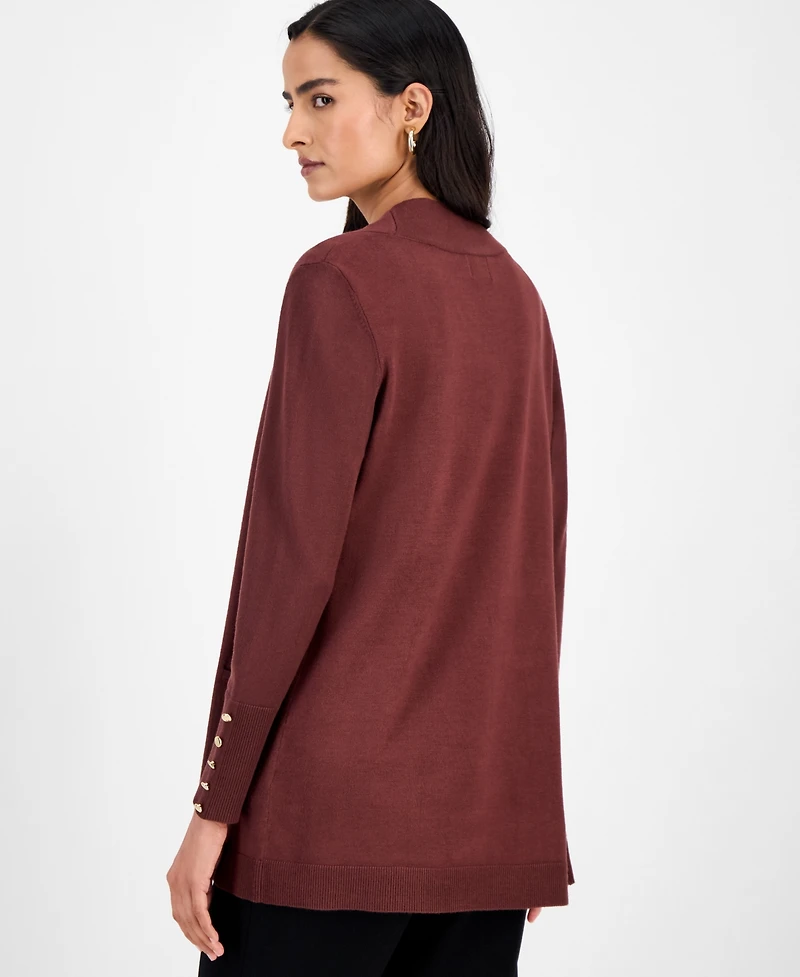 Jm Collection Women's Button-Sleeve Flyaway Cardigan Sweater