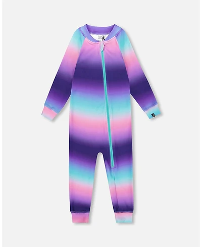 Deux par Big Girls One-Piece Thermal Underwear Purple Gradient