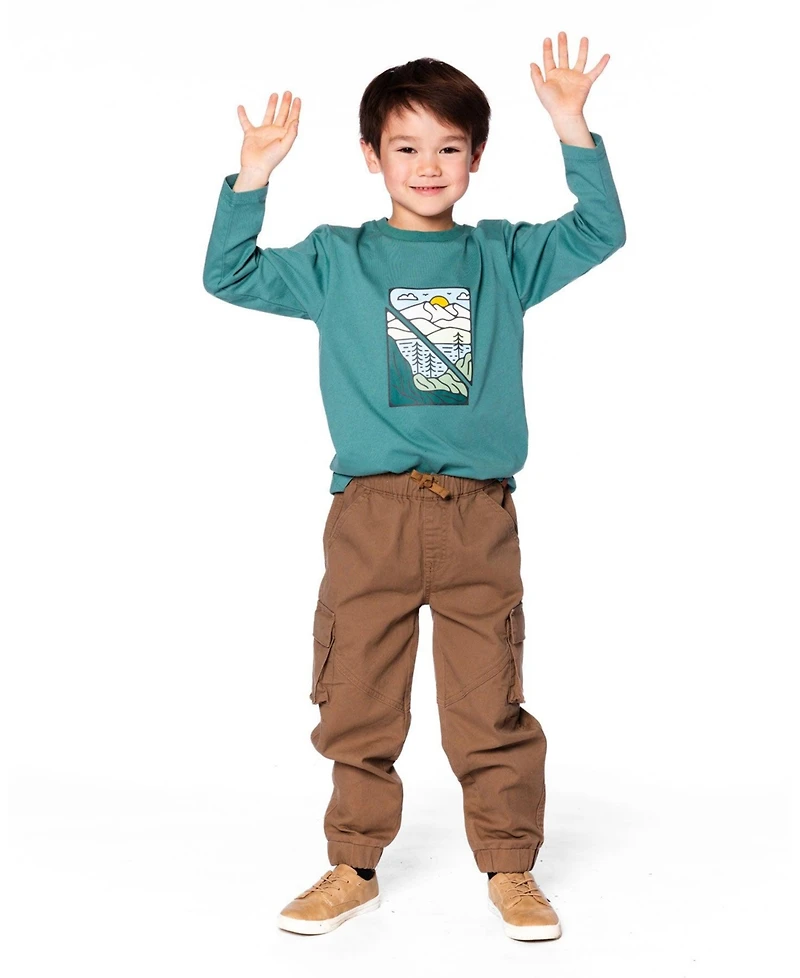 Deux par Boy Long Sleeve Cotton Jersey Tee Shirt Sage Green