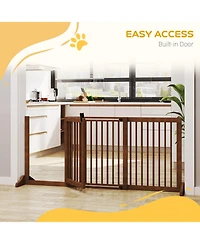 Paw Hut Adjustable Wooden Pet Gate for Doorway, Hall w/ Safety Barrier