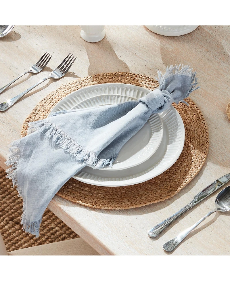 Napa Home & Garden Aura Dinner Napkins - Light Blue - Pre-Washed Cotton - 4pc