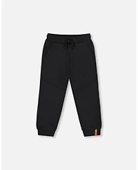 Deux par Boy Fleece Sweatpants with Pockets Black - Child