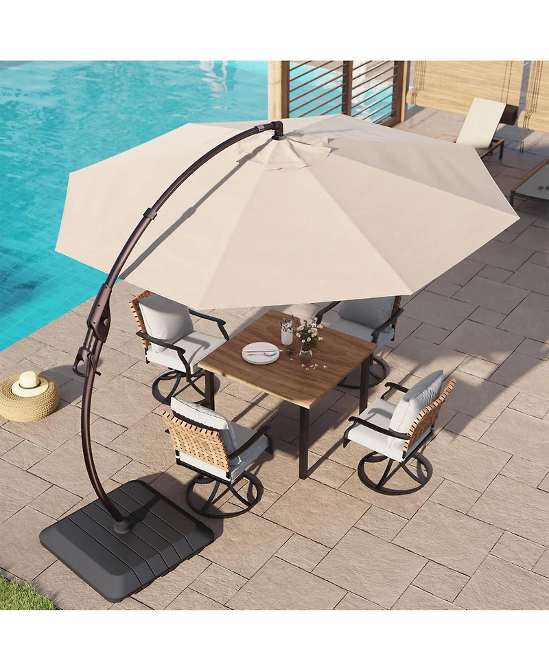 Mondawe 11ft Cantilever Umbrella w/ 360° Rotation & 90° Tilt, Powder-Coated Aluminum Frame