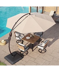 Mondawe 11ft Cantilever Umbrella w/ 360° Rotation & 90° Tilt, Powder-Coated Aluminum Frame
