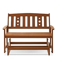 Homlux Outdoor Hardwood Glider with Teak Finish – Smooth & Stylish Patio Seating for Two