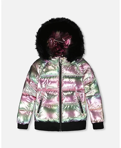 Deux par Boy Multicolor Metallic Quilted Bomber-Style Winter Coat - Child