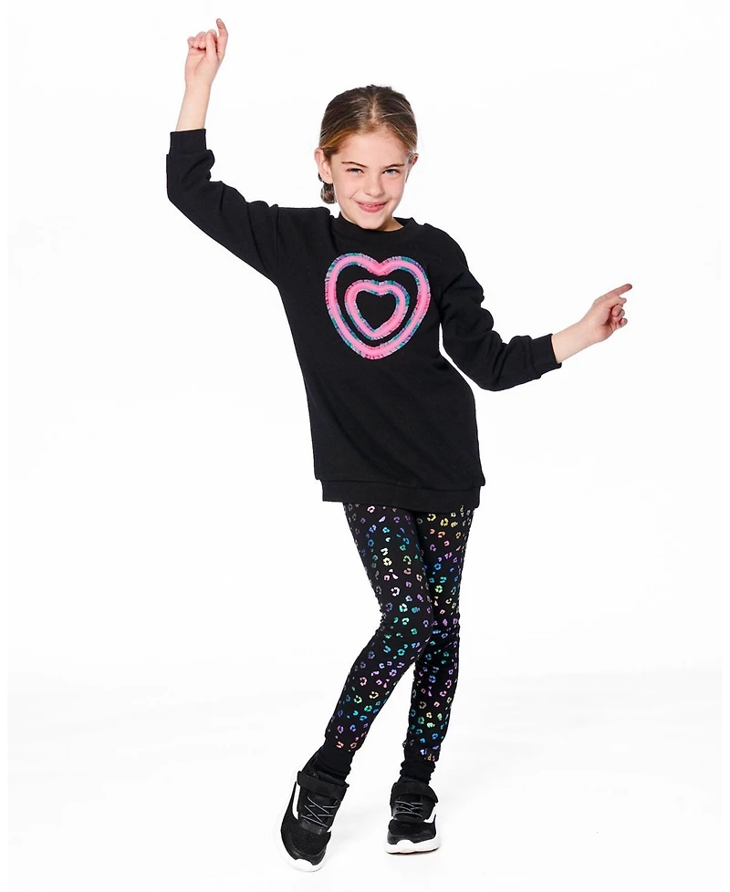 Deux par Girl Stretch Jersey Leggings Multicolor Leopard Print - Child