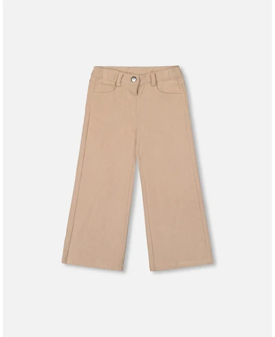 Deux par Girl Wide Leg Corduroy Pants Beige - Child