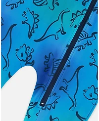 Deux par Boy One-Piece Thermal Underwear Blue Gradient Dinosaur Print - Child