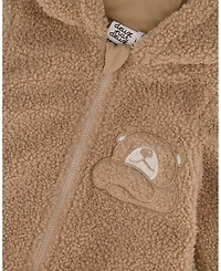 Deux par Baby Boys Sherpa Bear Hooded Zip Jacket Brown