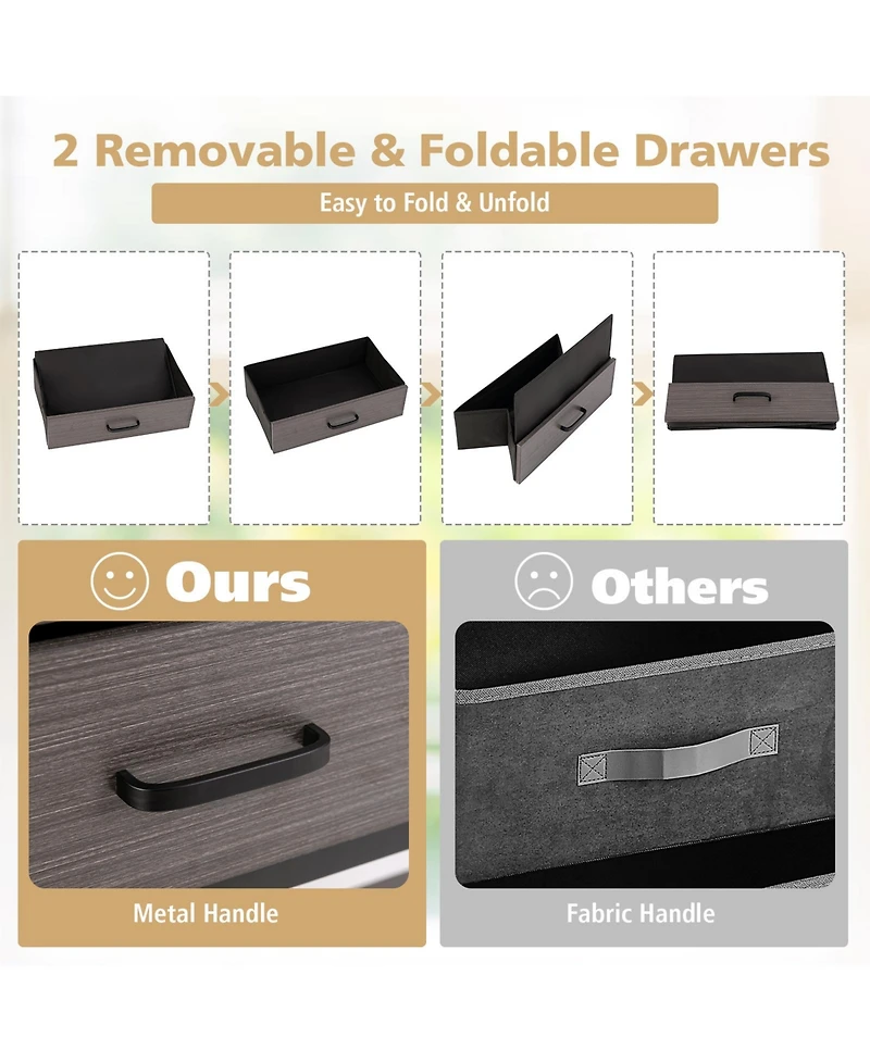 Console Table with Folding Fabric Drawers for Entryway