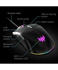 Acer Predator Cestus 330 Gaming Mouse | PixArt 3335 Sensor | Adjustable Dpi | 16.8 Million Rgb Lighting | Nvidia Reflex