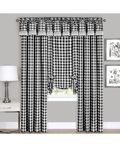 GoodGram Complete 6 Piece Country Chic Plaid Window Curtain Treatment Set - 58 in. W x 84 L