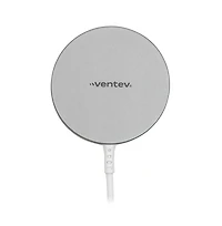 Ventev 15W Ultrafast Wireless Magnetic Charger with Extra-Long 10 Foot Alloy Cable-Silver