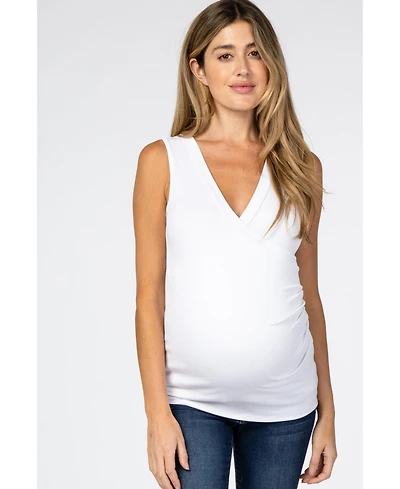 Pinkblush Maternity White Crossover Ruched Nursing Tank