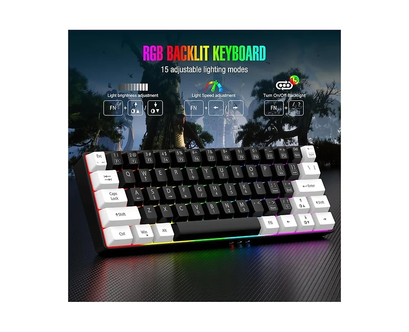 risokeys 60% Wired Gaming Keyboard, Rgb Backlit Ultra Compact Mini Keyboard, Waterproof Mini Compact 61-Key Keyboard for Pc/Mac Gamers, Typist