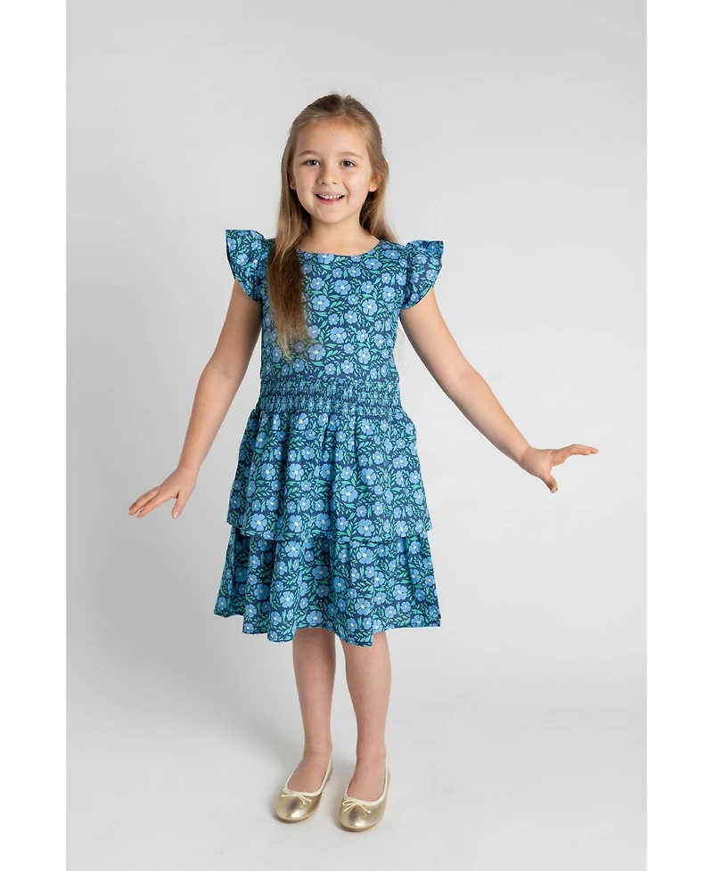 Florence Eiseman Big Girls Floral Print Dress W/Waist Ruching