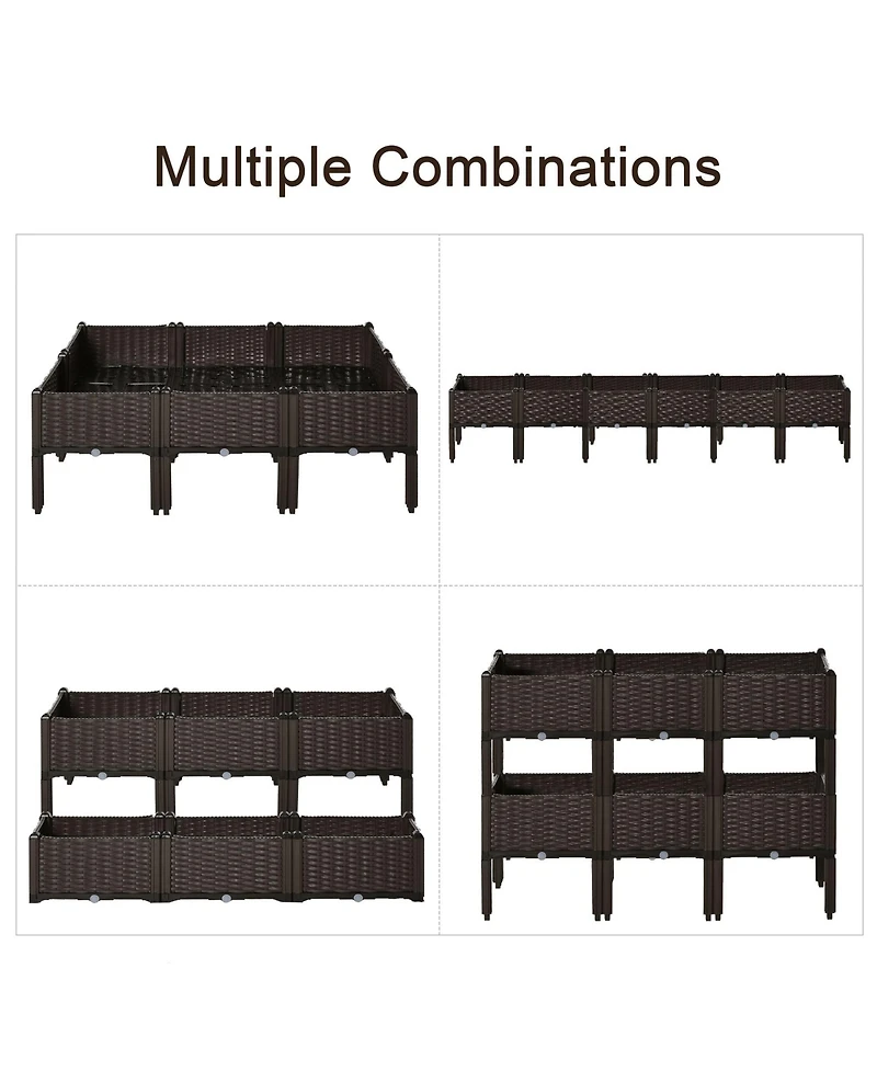 Outsunny 6 Piece Raised Garden Bed Set, Self Watering & Draining