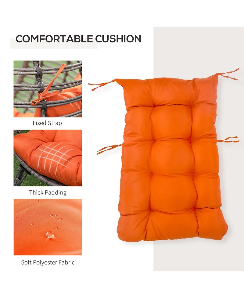 Outsunny Outdoor Indoor, Teardrop Egg Chair, Cushion, Plastic Rat,